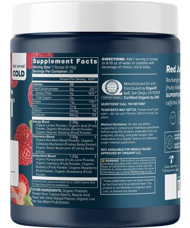 Organifi Red Juice 90 Servings (3pk) - Vegan Pre-Workout Energy Drink Powder with Organic Berries, Beets, Mushrooms, Prebiotics, Ginseng, and Vitamin C for Focus, Peak Performance, Immune Defense - 10oz (Pack of 3) - Buy Online on GoSupps.com