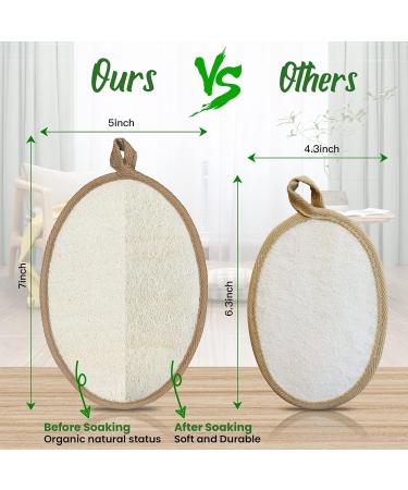 Natural Loofah Sponge Exfoliating Body Scrubber 2 Pack - Biodegradable Shower Loofah for Women and Men - Large 5 x 7 - Buy Online on GoSupps.com