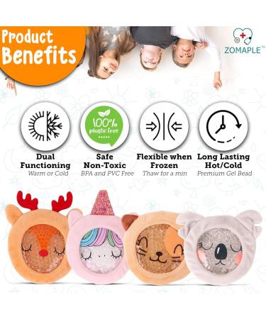 Kids Ice Packs - Hot Cold Boo Boo Buddy for Pain Relief - Reusable (Pack of 4) - Buy Online on GoSupps.com