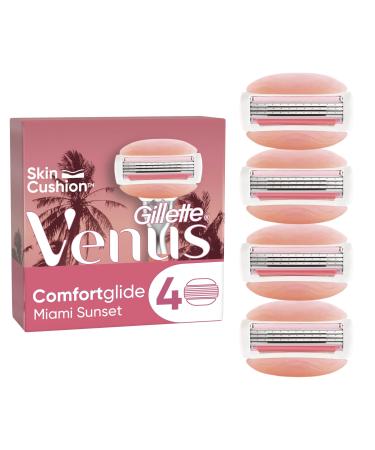 Gillette Venus Comfortglide Miami Sunset 4 Pack Replacement Blades for Manual Shavers for Women, Refills with 3 Blades and So
