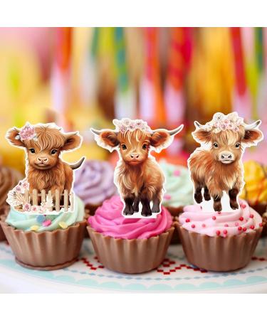 Highland Cow Cupcake Toppers Highland Cow Birthday Party Decorations 48PCS Cow Cupcake Picks Cow Birthday Cake Decorations Highland Cattle Cake Pick for Girls Cow Baby Shower Supplies - Buy Online on GoSupps.com