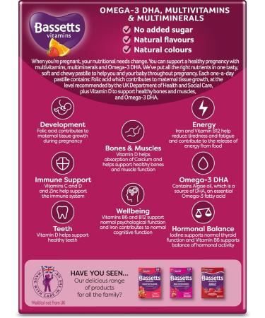 Bassetts Pregnancy Omega-3 DHA Multivitamins & Minerals 30's - Strawberry & Orange - Buy Online on GoSupps.com