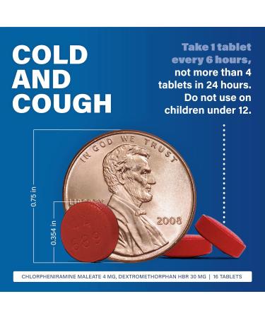 MAJOR Cough and Cold Medicine - Cough Suppressant for High Blood Pressure - 16 Tablets - Dextromethorphan HBr & Chlorpheniramine - International Shipping Available - Buy Online on GoSupps.com