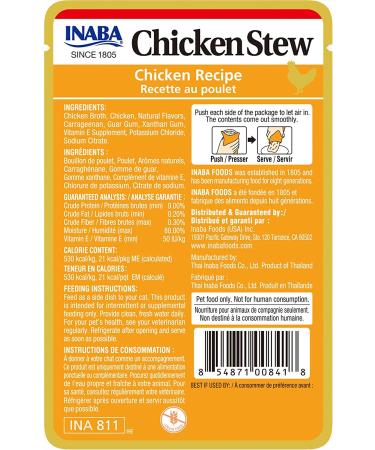 INABA Chicken Stew Side Dish for Cats - 8 Pouches, Vitamin E - Dry Cat Food Topper - Buy Online on GoSupps.com