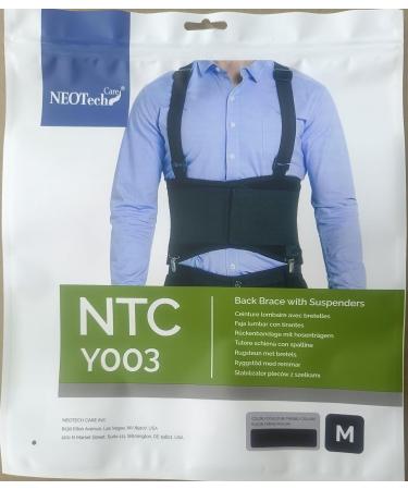 NeoTech Care Lumbar Brace - Adjustable Back Support Belt with Removable Clips & Detachable Suspenders | Light Breathable Ideal for Work & Posture | Size M Black - International Shipping Available - Buy Online on GoSupps.com