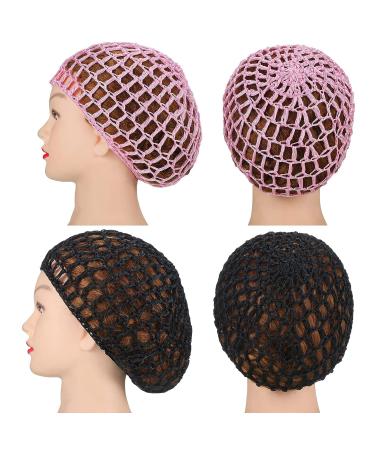 9 Piece Mesh Crochet Hair Net Snood Hat Set for Women- Black Pink | Hair Cover for Sleeping and Styling - Buy Online on GoSupps.com