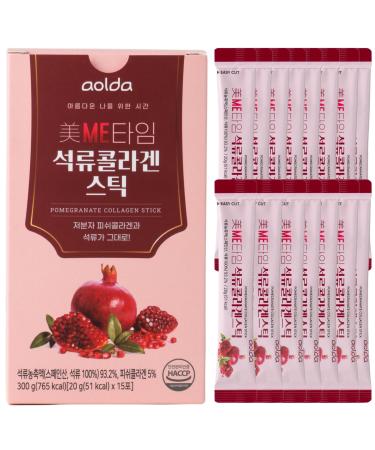 JEOLLANAMDO MEME TIME - Pomegranate Collagen Stick - 20g x 15 (300g) - 93.2% Spanish pomegranate concentrate and 1000mg low molecular weight fish collagen - Fruity convenient