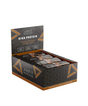 Amazon brand: Amfit Nutrition protein bar with low sugar content (19.6G protein-0.8G sugar) with chocolate fudge taste 60g 12-pack chocolate fudge 60 g (12 Pack)