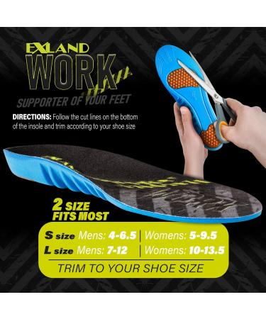 Exland Orthotic Gel Insoles for Men & Women - Comfort Cushioning & Shock Absorbing - Trim to Fit - Best for All-Day Standing (Size L - Buy Online on GoSupps.com