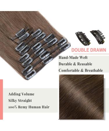 Buy Medium Brown Clip In Hair Extensions #4 - Real Remy Human Hair 8 Wefts 18 Clips - 80g 50cm | International Shipping - Buy Online on GoSupps.com