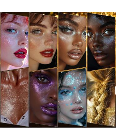 Glitter Face Powder for Women Long-Lasting Glitter Body Powder | Waterproof Shimmer Powder for Lips Cheeks and Eyes Long-Lasting Face Highlighter - Buy Online on GoSupps.com