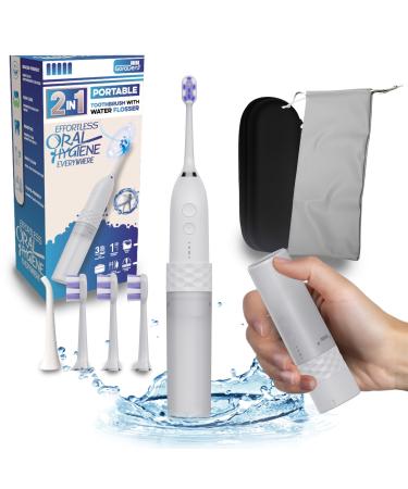 Portable Water Flosser and Toothbrush - Travel-Friendly Everyday Use Flosser and Toothbrush Combo 2 in 1 - Braces Friendly - Perfect for Travel Outdoor Adventures Office and School Use