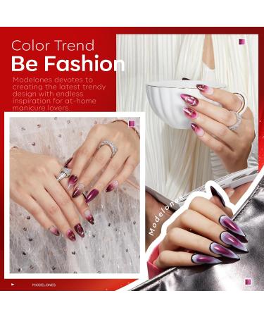 Modelones Gel Nail Polish 6 Colors Red Purple Glitter Gel Polish Fall Colors Cat Eye Chameleon Shimmer Burgundy Gel Polish Soak OFF LED Nail Art Gel Manicure Salon DIY Nails Gift - Buy Online on GoSupps.com