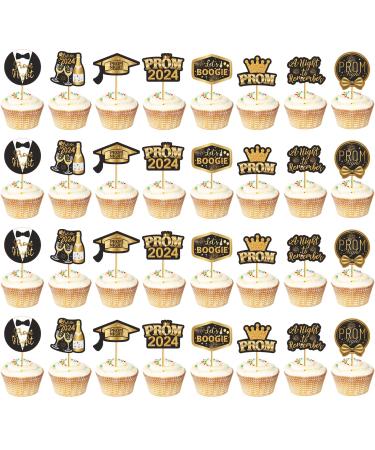 24pcs Prom Cupcake Topper Prom Decorations for Party 2023 Prom Graduation Cupcake Topper 2023 Graduation Decorations Class of 2023 College Graduation Decorations Prom Party Decorations 2023