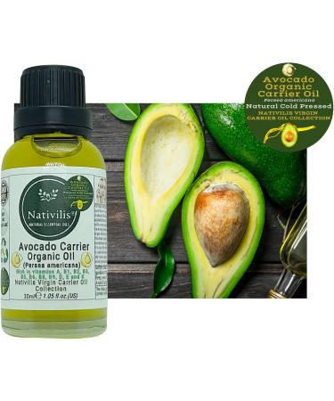 Native Natural Nativilis Organic Avocado Carrier Oil Persea americana hair face and skin natural cold pressed rich in vitamins A B1 B2 B3 B5 B6 B8 B9 D E and K moisturize dry skin - Buy Online on GoSupps.com
