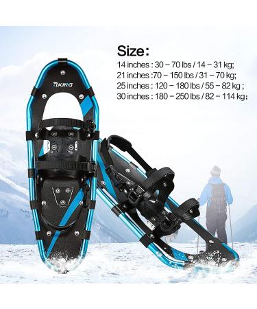HRKING Lightweight Terrain Showshoes Set with Trekking Poles and Carrying Tote Bag - 25 Inches (120-180lbs) - For Women, Men, and Kids - Gold/Pink Red/Blue Blue - Buy Online on GoSupps.com