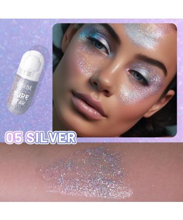 Pheral Roll-On Body Glitter Gel | Mermaid Makeup & Festival Rave Accessories | Holographic Hair Glitter & Face Paint | Silver Sparkle Body Shimmer for Halloween Parties - Buy Online on GoSupps.com