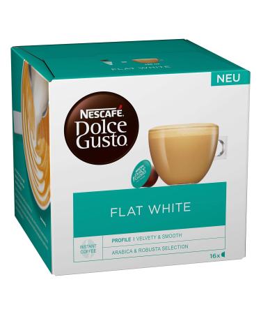 Nescaf Dolce Gusto Flat White Coffee Capsules - 48 Arabica & Robusta Pods for Creamy Milk Enjoyment | 3-Pack (3x16 Capsules) - Shop Internationally! - Buy Online on GoSupps.com
