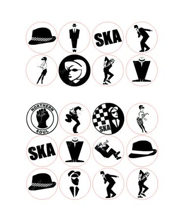 20 x Pre-Cut Ska Round Edible Wafer Cupcake Toppers Cake Decoration