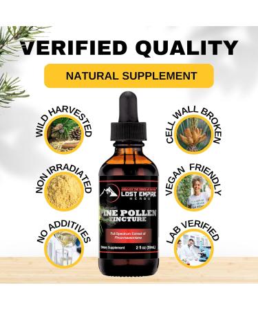 Lost Empire Herbs Pine Pollen Tincture Pine Pollen Liquid Extract for Testosterone - Alcohol Tincture is Superior for Better Absorption 3rd Party Lab Tested (2 Ounce) - Buy Online on GoSupps.com
