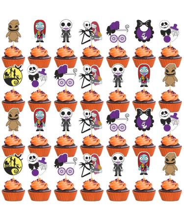 40Pcs Nightmare Before Christmas Baby Shower Cupcake Toppers Nightmare Before Christmas Cupcake Decorations Nightmare Before Christmas Baby Shower Decorations Nightmare Before Christmas Halloween Black