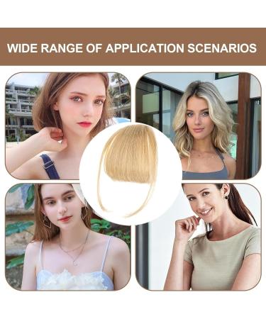 Human Hair - Soft Hair Extension Comfortable Air Bangs French Fake Bangs Fringe | Shiny Clip On Bang Human Hair Stylish Fringe Hairpieces Human Hair Wig Hair Remy Toppers For Women Men Adults gold - Buy Online on GoSupps.com