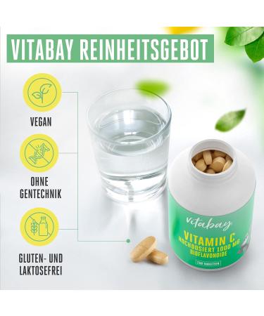 Vitabay Vitamin C Bioflavonoids 1000mg - 180 vegan tablets - Time Released - Ascorbic acid Vitamin C extended-release - Acts all day long - high dosage - Buy Online on GoSupps.com