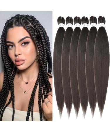 Easy Braid Pre Stretched Braiding Hair Extensions 32 Inch 6packs Yaki Textured Crochet Synthetic Hair Hot Water Setting Crochet Extensions (32 Inch 4#) 81cm-32 inches (6 Series Pack) 4#