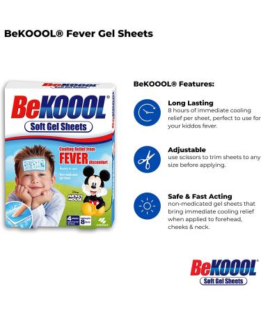 BeKoool Kids Soft Cooling Gel Sheets 4-Count - Soothing White Gel Pads (00101) - Buy Online on GoSupps.com
