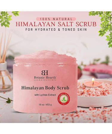 Botanic Hearth Himalayan Salt Body Scrub with Lychee Oil - Natural Exfoliating Scrub for Acne, Cellulite, Scars - 16 oz - Buy Online on GoSupps.com