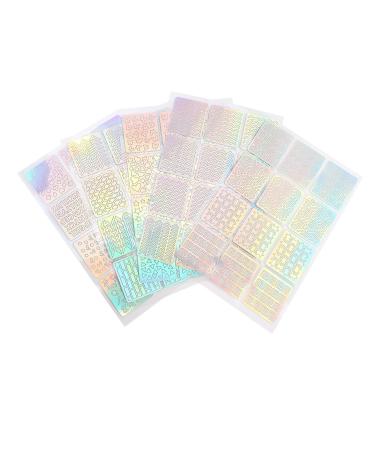 Duendhd 60 pieces 5 sheets styles nail stencils Art nail stickers set Cute nail Art Stencil sheets