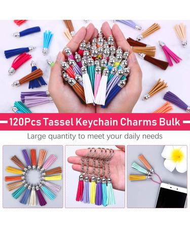 Paxcoo 120Pcs Tassels Charms Bulk for Jewelry Making - Keychain Tassels for Crafts, Leather, Resin, Acrylic Blanks, Bracelets - 2 1/8 inch - Buy Online on GoSupps.com