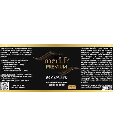 Meri.fr PREMIUM Formule la L-carnitine aide combattre les exces de poids - Buy Online on GoSupps.com