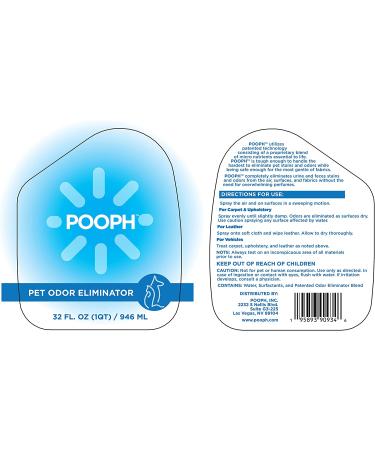 Pooph Pet Odor Eliminator & Kitty Litter Spray 2-32oz Bottles - Molecular Odor Dismantler for Dogs & Cats | Urine, Poop, Pee Deodorizer | Fresh & Clean Furniture Safe - Buy Online on GoSupps.com