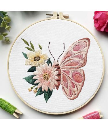 Myfelicity Butterfly Embroidery Kits for Beginners - 3 Fabrics, Threads, Hoops & Instructions - Buy Online on GoSupps.com