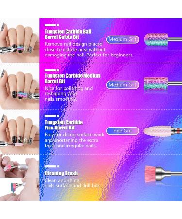 30Pcs Nail Drill Bits Set with Pink Holder - Tungsten Carbide Diamond Ceramic Quartz - 3/32 Inch Pointed Cuticle Bits for Acrylic Gel Nail Manicure - Home Salon - Buy Online on GoSupps.com