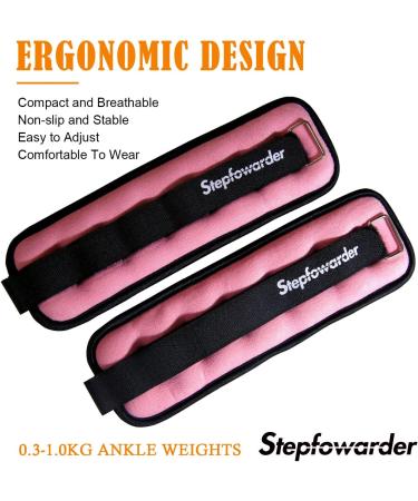 Steppofard 0.3kg to 1.0kg Weight Cuffs Set - Adjustable Foot/Wrist Weights for Fitness Running Jogging Gym - 2x0.5kg Pink - Buy Online on GoSupps.com