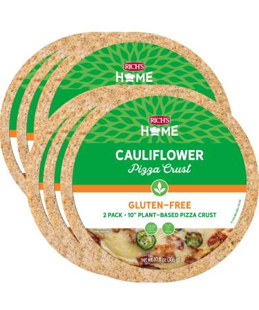 Rich's Home Cauliflower Pizza Crusts, 6 Crusts, Gluten Free, Vegan, 10" Flatbread