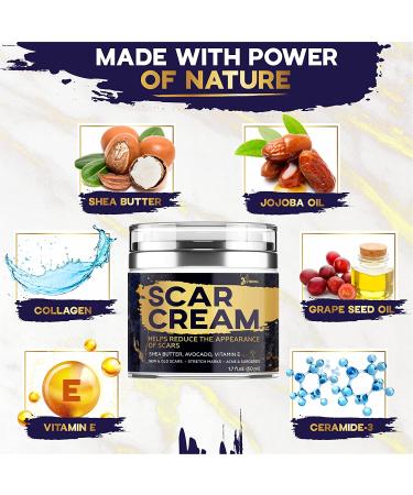 Natural Scar Removal Cream for Surgical, Acne, Cuts, Burns & Stretch Marks - Skin Renewal Support for Women & Men - All Skin Types - Buy Online on GoSupps.com