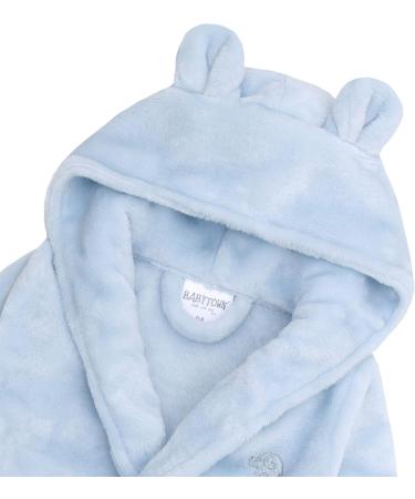 Soft Plush Hooded Unisex Bathrobe for Baby Boys & Girls (6-24 Months) - Blue Flannel Fleece - Buy Online on GoSupps.com