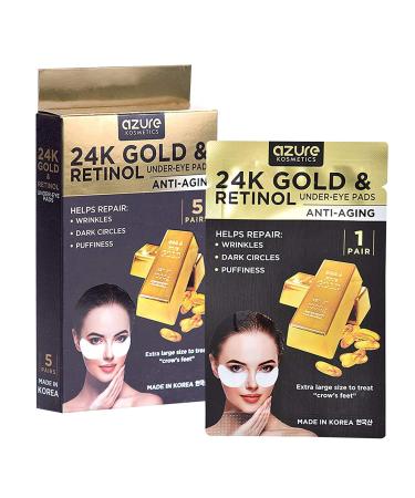 Azure Kosmetics 24K Gold & Retinol Under-Eye Pads Anti-Aging 5 Pairs