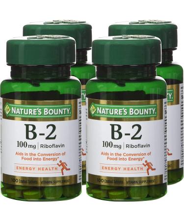 Nature's Bounty Vitamin B-2 100mg - Pack of 4 Coated Tablets - Buy Online on GoSupps.com