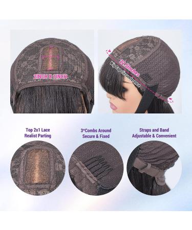 LUVME HAIR 10 Short Black Bob Wig with Bangs | Human Hair Yaki Straight Bob Wig | Glueless Minimalist 2x1 Lace Scalp | for Women - Buy Online on GoSupps.com