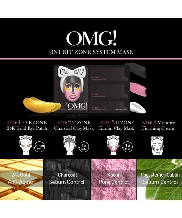 Double Dare OMG! 4in1 Kit Zone System Mask - Rejuvenate & Refresh with 24k Gold Charcoal & Kaolin Clay - International Shipping Available - Buy Online on GoSupps.com