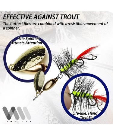 VMSIXVM Rooster Tail Fishing Lures - Bass Trout Salmon Pike Spinnerbaits - 12pcs 1/4oz Brass Blade Lure for Freshwater Saltwater Fishing - Buy Online on GoSupps.com