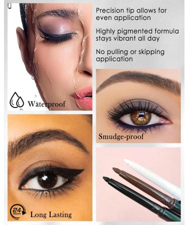 Black & Brown Eye Liner Pencils for Older Women 2 Pcs Matte Cream Retractable Eyeliner Waterline Long Wear Waterproof Smudge-Proof Gel Eyeliner Pencil Built in Sharpener Eye Liner for Sensitive Eyes 01+02# Black+brown - Buy Online on GoSupps.com