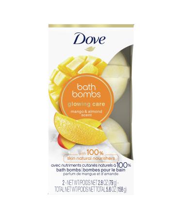 Dove Glowing Care Bath Bombs to pamper and indulge Mango & Almond Scent bath and body product with 100% skin natural nourishers 79 g 2 ct