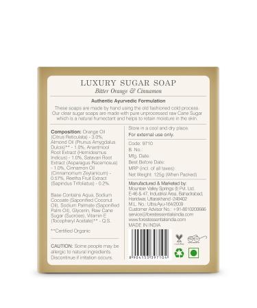 Buy Forest Essentials Luxury Sugar Soap Bitter Orange & Cinnamon - 125g | Premium Natural Ingredients for Skin Care | International Shipping Available - Buy Online on GoSupps.com