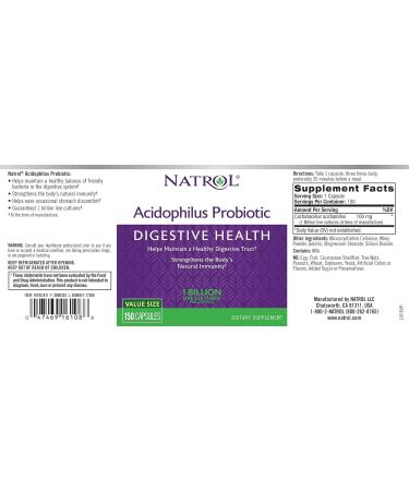 Natrol Acidophilus Probiotic 150 Capsules - Boost Gut Health & Immunity - 75g - Shop Internationally - Buy Online on GoSupps.com