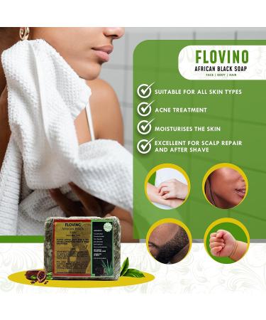 Buy Flovino Real African Black Soap 1lbs | Natural Bar Soap for Acne & Oily Skin | Clear Even Skin Tone | Best African Formulas Online - Buy Online on GoSupps.com